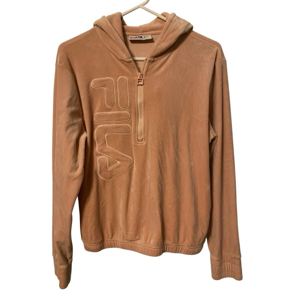Fila Women's Med Pink 1/4 Zip Hooded Soft Sweatshirt